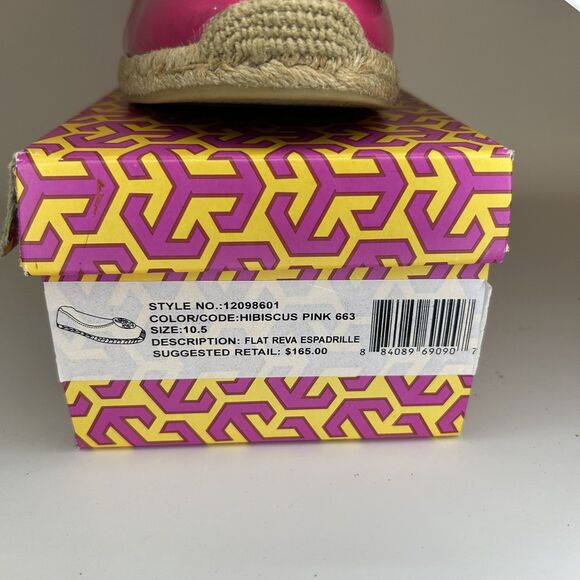 Tory Burch Reva Espadrille Ballet Flats Hot Pink Patent Leather Womens Size 10.5 - Picture 10 of 10